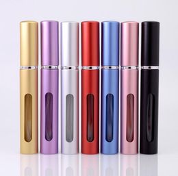 5ml Mini Travel Portable Replaceable Empty Atomizer Perfume Bottle Aluminum Pump Spray Box Perfume Cosmetic Glass Container SN1758