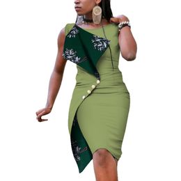 Новые моды африканские платья для женщин сексуальные без рукавов Bazin Richee африканские печати хлопковое платье леди элегантное вечеринка платья WY352