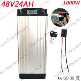 High Power 750W 48V 24AH Rear Rack Electric Bike Lithium ion Battery Use 2600MAH cell with Taillight 30A BMS 54.6V 2A Charger.