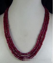 Shupping J0035 2x4mm NATURAL faceted beads necklace 3 STRAND 17-19''