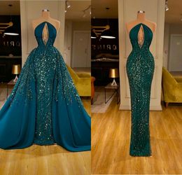 bling bling sequins mermaid prom dresses with detachable train backless evening dress party red carpet formal wear ogstuff robes de soire