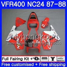 Body For HONDA RVF400R VFR400RR RVF400RR VFR400R 1987 1988 267HM.40 VFR400 R Light red hot NC24 V4 RVF VFR 400 R VFR 400R 87 88 Fairing kit