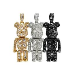 Hip Hop Jewellery Joint Name Violent Bear Silver 925 Handmade Necklace Pendant 3A Zircon Chain Party High Quality Jewellery For Women Gifts