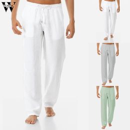 Mens Pants Rahat Harem Pantolon Erkekler Keten Katı Beyaz Pantolonlar Jogger Fitness Erkek Elastik Bel Düz Erkek Pantolon J621