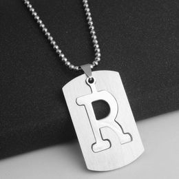 stainless steel English alphabet -R name sign pendant necklace initial letter symbol detachable letter double layer text necklace jewelry
