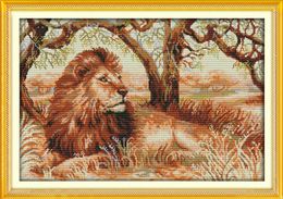 The African Lion home decor painting ,Handmade Cross Stitch Craft Tools Embroidery Needlework sets counted print on canvas DMC 14CT /11CT