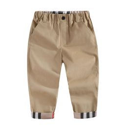 Baby Boys Casual Trousers Designer Kids Clothes Autumn Winter Children Plaid Cotton Long Pants Kid All-match Trousers Z11