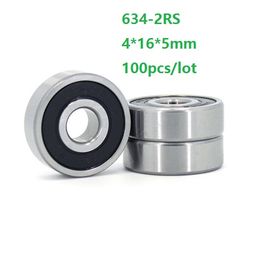 100pcs/lot 634RS 634-2RS 634 RS 2RS Mini Miniature rolling bearings 4*16*5mm Deep Groove Ball bearing 4x16x5mm