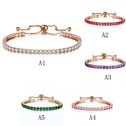 Luxury Austrian crystal Tennis bracelets For women 1 Row Bling Cubic zirconia Gold Silver Adjustable bracelet Bangle Fashion Wedding Jewellery
