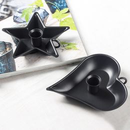 Star Heart Shaped Metal Iron Candle Holders Candlestick Romantic Vintage Tea Light Holder for Dinner Table Decoration