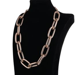 New trendy fashion luxury designer exaggerated vintage big metal chain choker statement necklace for women rose gold
