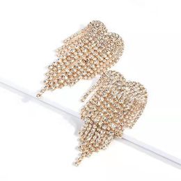 Fashion- heart tassel dangle earrings for women luxury alloy crystal chandelier earrings love gift for girlfriend two Colours golden silver
