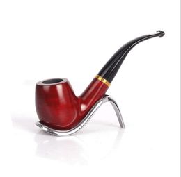 Genuine Red Sandalwood Hand pipe with curved handle solid wood pipe