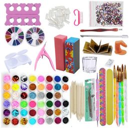 Manicure Acrylic 48PCS Nail Art Glitter Powder File Kit UV Gel Tips Decor Tool Powder Manicure Kit Nail Polish