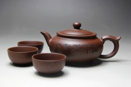 Kung Fu Tea Set Yixing Teapot Handmade Tea Pot Cup Set 400ml Zisha Ceramic Chinese green tea Ceremony Gift BONUS 3 CUPS 50ml