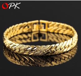 Plated 1 gold European and American popular bracelet Men's large plate flat snake bone bracelet...