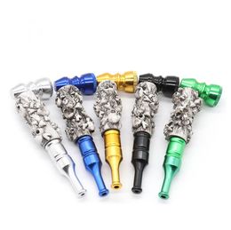 New Single-section Resin Skull Pipe with Cover Polychromatic Resin Handicraft Metal Pipe Tobacco Tool