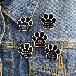 Women Brooches Pins Vintage Punk Style Paw I Love My Dog Metal Kawaii Enamel Pin Badge Buttons Brooch Shirt Denim Jacket Bag Decorative for Women Men