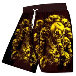 Women Men 'S 3d Skull Printed Shorts Purple Red Broken Skull Shorts for Hip Hop Wok Shorts Board Plus Size S-5XL