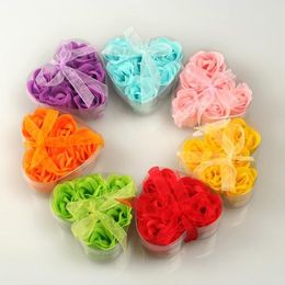 Heart-shaped Rose Flowers Soap Craft Soap Flower 6 Pcs =in A Nice Box Wedding Gift Heart Flower Soap 410