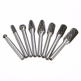 Freeshipping 8pcs/set 1/4 Inch 6mm Tungsten Carbide Burr Bits Rotary Files CNC Engraving Tool Set For Power Tool