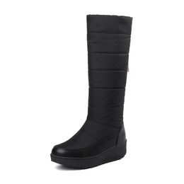 Hot Sale- Down Plush Winter Snow Boots Women Calf boots Ladies Flat platform Black Red