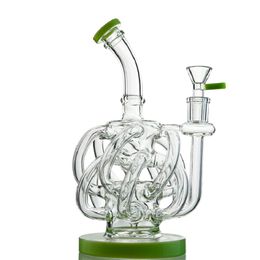 Super Cyclone Water Pipe 12 Recycler Tube Oil Dab Rigs Vortex Recycler Dab Rig Glass Water Bongs 8.7" Glass Bong 14mm Bowl