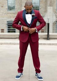Popular Groom Tuxedos Black Shawl Lapel Groomsman Wedding 3Piece Suit Fashion Men Business Prom Party Jacket Blazer(Jacket+Pants+Tie+Vest)67