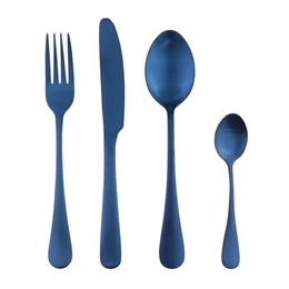 4 Pcs Blue High-end Cutlery Stainless Steel Creative Western Dinnerware Set Steak Knife Black Fruit Forks Tableware Dinner Set