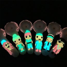Creative personality Glow in the Dark Hand Pipes 5 Inch Mini Glass Spoon Pipe Cheap Glass Pipes Luminous Tobacco Heady Oil Burner Pipe