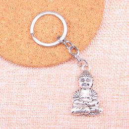 New Keychain 39*23mm meditate buddha Pendants DIY Men Car Key Chain Ring Holder Keyring Souvenir Jewellery Gift