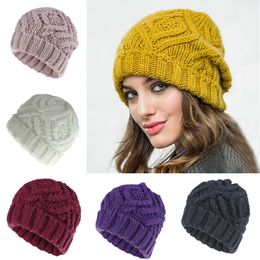 New Autumn Winter Women's Knit Hat Beanies Cap Big Girls Lady Knitted Hat Warm Cap Crochet Hats M222