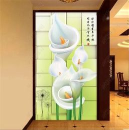 Custom Any Size Mural Wallpaper Beautiful And Clean 3D Calla Lily Indoor Porch Background Wall Decoration Mural Wallpaper