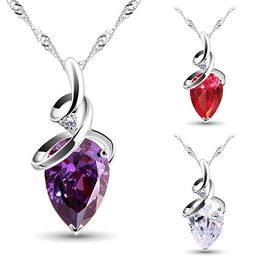 Fashion-heiß! Damen Twist Waterdrop Zirkon Anhänger Kette Choker Charm Halskette Schmuck