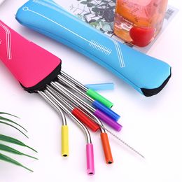 2/4/6/8pcs Reusable Drink Straw Set 304 Stainless Steel Drinking Straws with Brush Eco-Friendly