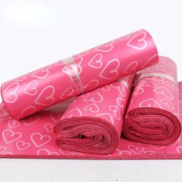 28*42cm Pink Heart Pattern Plastic Post Mail Bags Plastic Gift Bag Poly Mailer Self Sealing Mailer Packaging Envelope Courier Express Bag