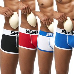 Men's Padded Trunks Removable Pad of Butt Lifter and Enlarge Penis Pouch Removable Enhancement Pads Hip Briefs
