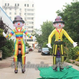 Multicolor Parade Performance Wearable Inflatable Clown Costume 3.5m Hand Controlled Walking Blow Up Marionette Puppet For Circus Show