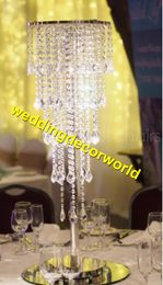 New style Rhinestone Candelabra Silver Gold Colour Candle Holder Table Centrepiece Vase Stand Crystal Candlestick Wedding Decoration decor479