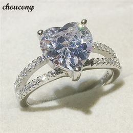 choucong Heart Shape Promise ring Diamond 925 Sterling silver Engagement Wedding Band Rings for women men Finger Jewelry