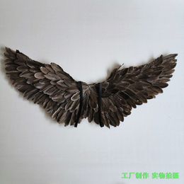 gray Angel Feather Wings Children Adults Fairy Girls Wings Cosplay Props Wedding Party Decoration Navidad pure handmade free shipping