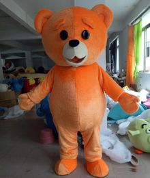 2019 factory sale hot adult orange colour plush teddy bear mascot costume for adult to wear