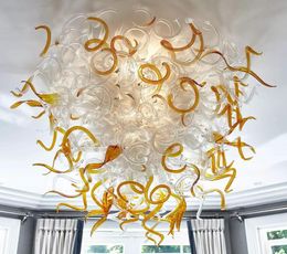 Hand Blown Light Leaf Design Lamps LED Glass Art Chandelier Dining Room Bedroom Ceiling Lighting for Home Hotel Decor
