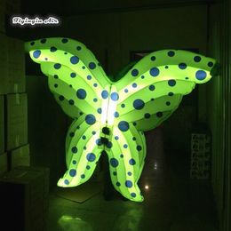 Parade Performance Lighting Inflatable Butterfly Wings Costume 2m Attractive Green Walking Blow Up Wings Suit For Stage Show