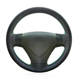 Custom Made DIY Anti Slip DIY Black Leather Car Steering Wheel Cover for Kia Rio Rio5 2006-2009
