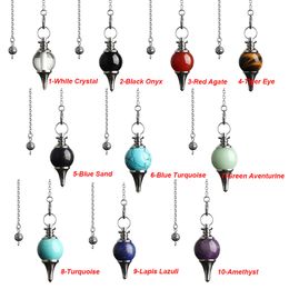 JLN Dowsing Pendulum Balance Reiki Natural Stone Crystal Red Agates Circular Cone Charm Pendant for Men Women Divination Meditation