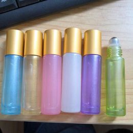 Pearlescent 10ml Portable Glass Roller Ball Essential Oil Perfume Bottles For Travel Refillable Roll on Bottle Colorful