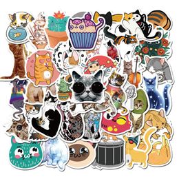 Cartoon Cute Cute Cat Waterproof Sticker Car Sticker Luggage Trolley Explosion Style Doodle Sticker