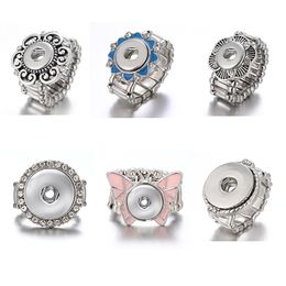 Vintage Noosa Snap Button Rings Elastic Rope Adjustable 12mm 18mm Chunks Ginger Snap Button Fashion Finger Ring for Women Men Jewelry