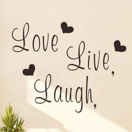Live Laugh Love Wandtattoo Black Word und Letters Wandkunst Aufkleber Vinyl Love Themed dekorative Aufkleber für Wohnzimmer und Schlafzimmer